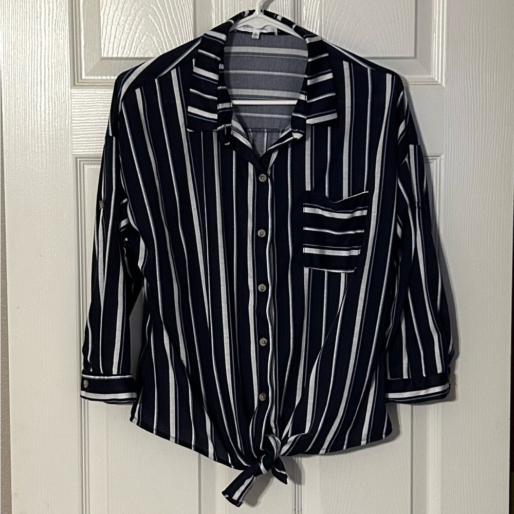 Eden‎ & Olivia Navy and White Striped Shirt